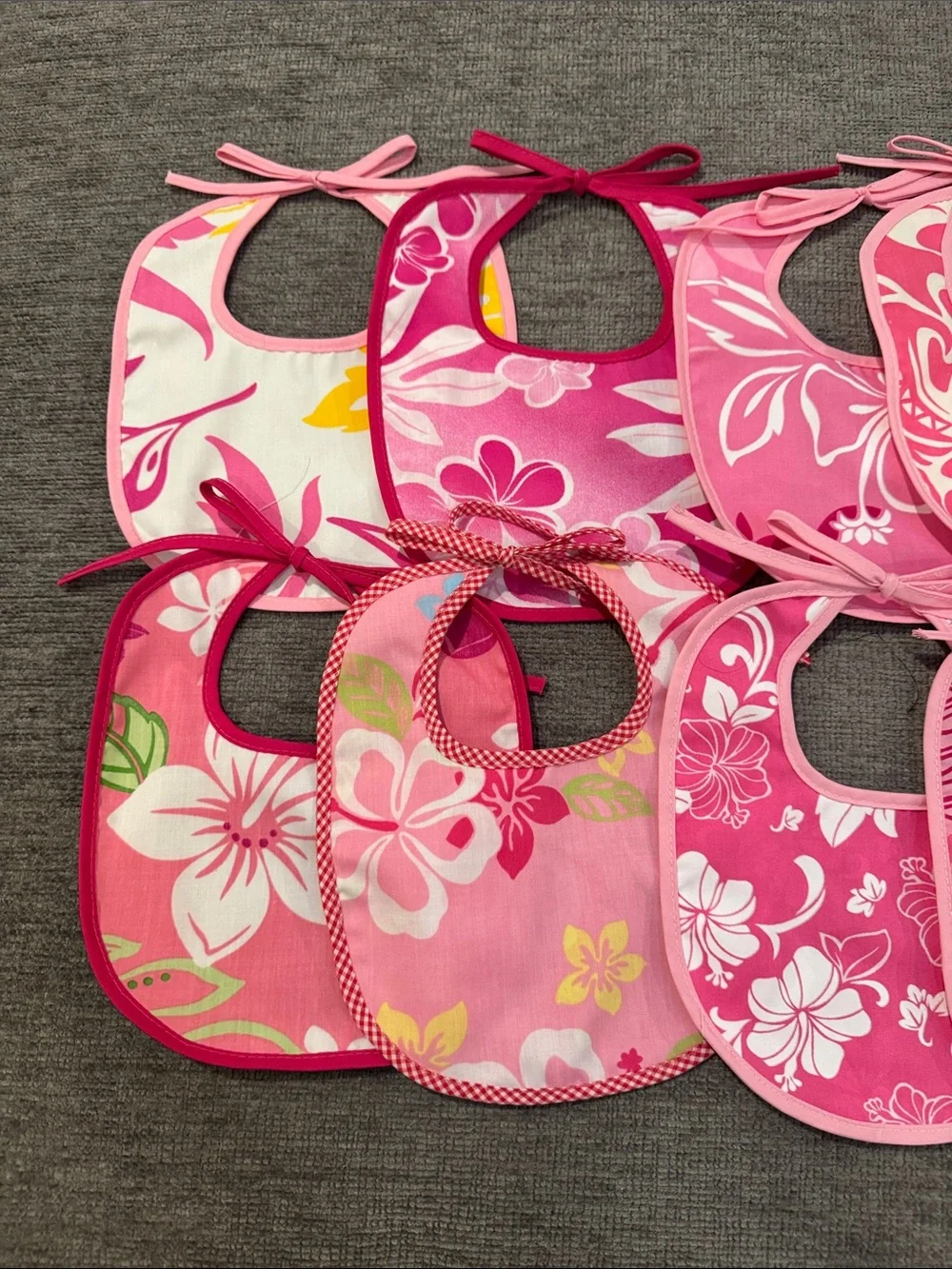Pink Fashion Hawaiian print baby bibs - set of 8